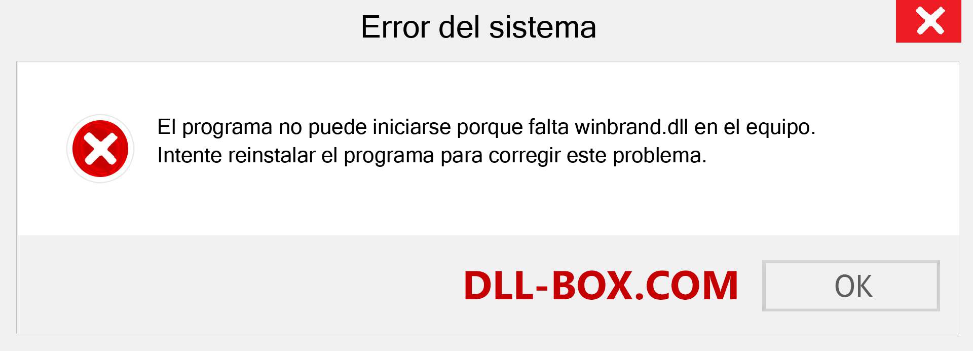 ¿Falta el archivo winbrand.dll ?. Descargar para Windows 7, 8, 10 - Corregir winbrand dll Missing Error en Windows, fotos, imágenes