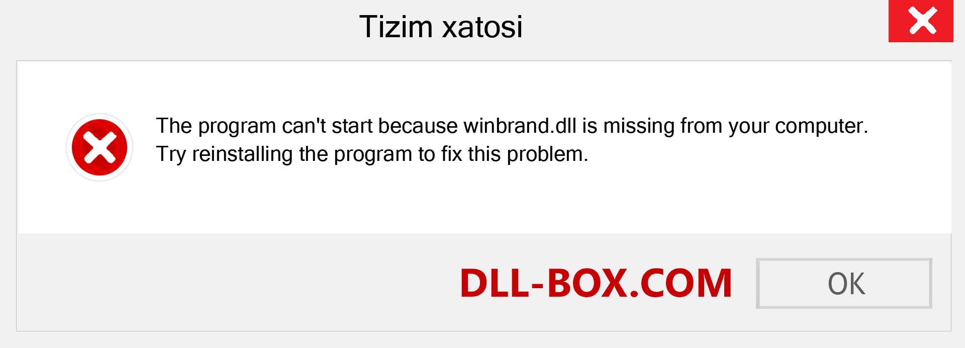 winbrand.dll fayli yo'qolganmi?. Windows 7, 8, 10 uchun yuklab olish - Windowsda winbrand dll etishmayotgan xatoni tuzating, rasmlar, rasmlar